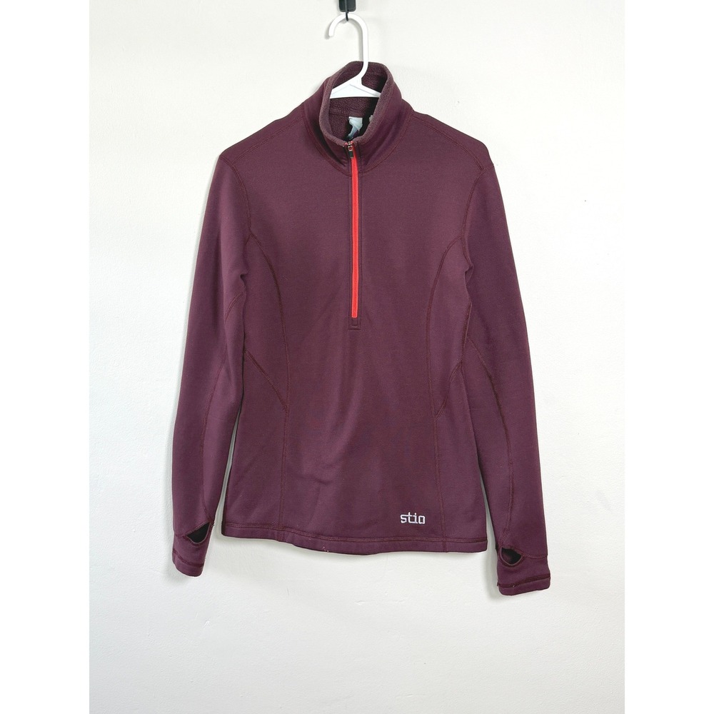 Stio Quarter Zip Pullover Women M Burgundy Outdoor Fleece Athleisure Hiking Camp